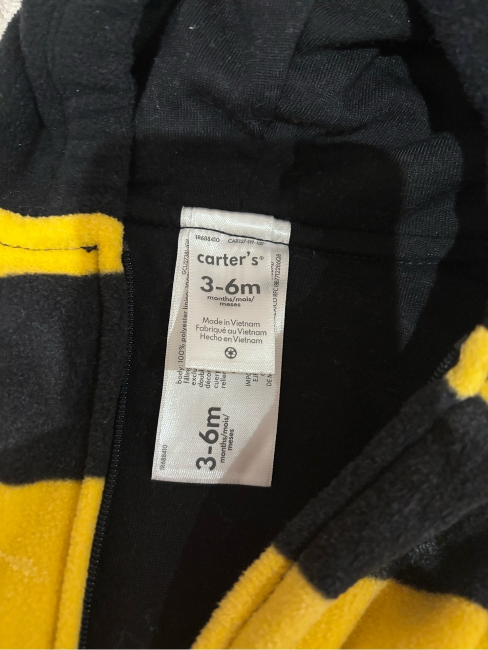 Carter's Baby Bee Costume Set - Black & Yellow 3-6 months - Picture 6 of 6